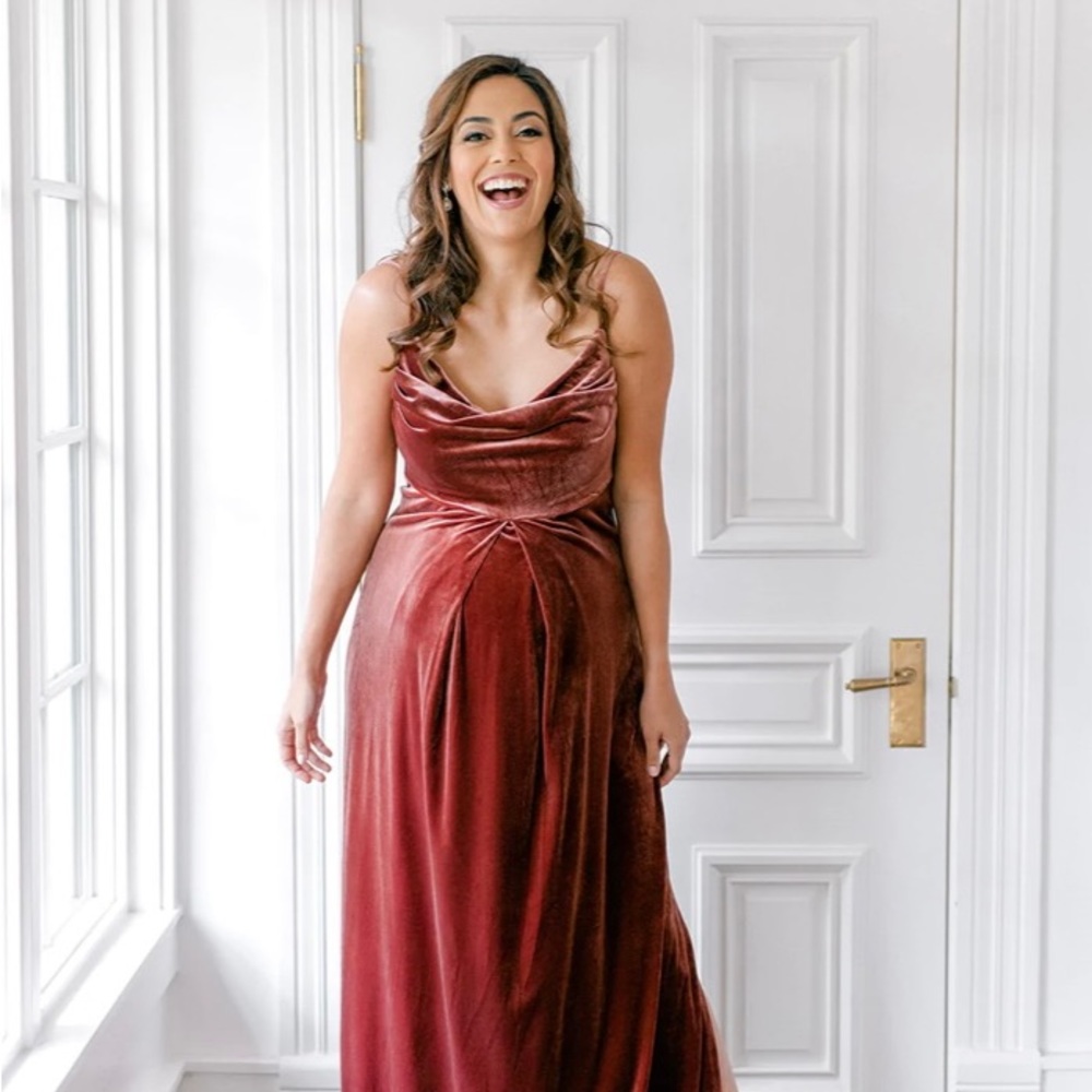 Revelry Skye Velvet maternity bridesmaid gown, size 12 (bridal sizing)